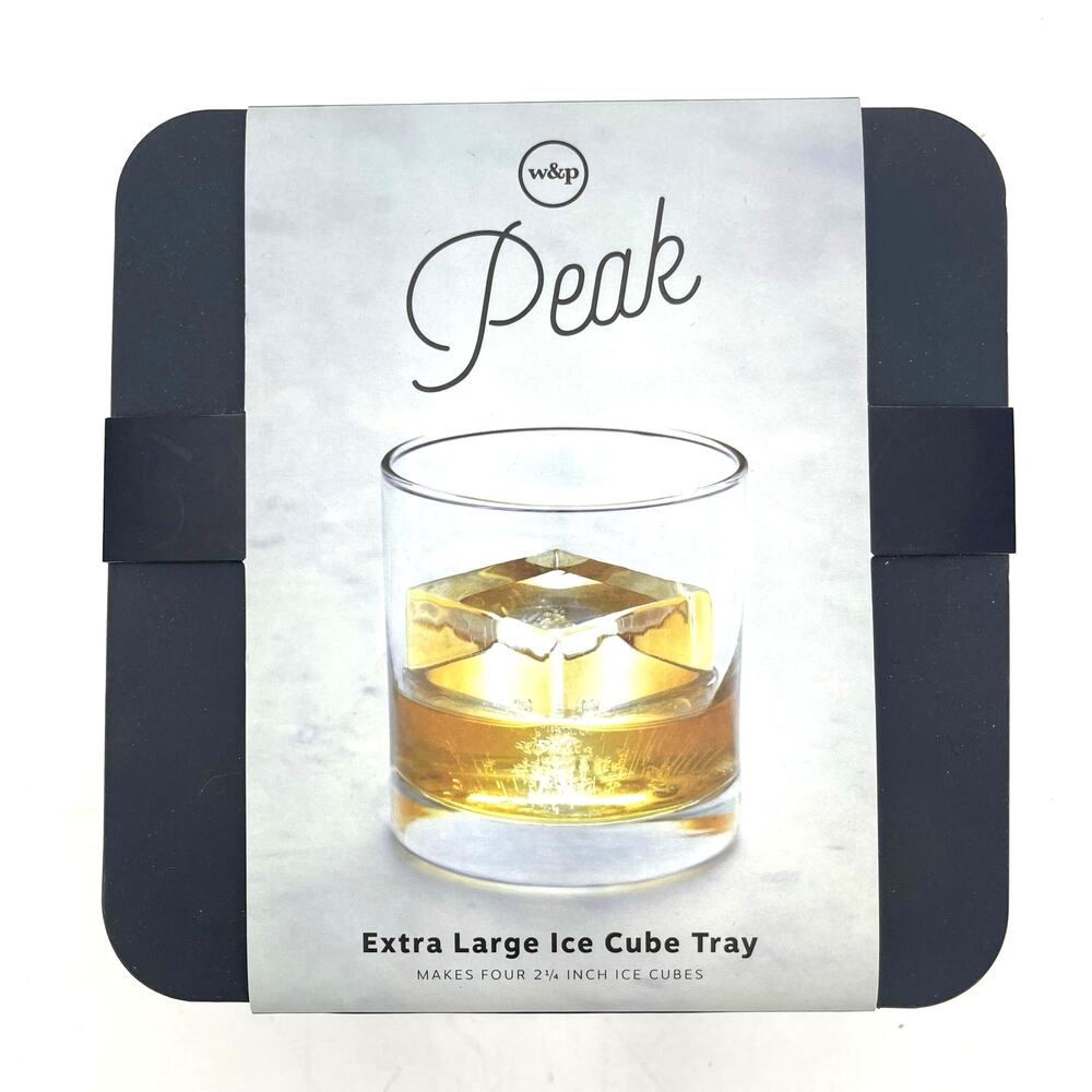 W&P Peak Extra Large Black Silicone Ice Cube Tray Barware Makes 4- 2.5" Cubes